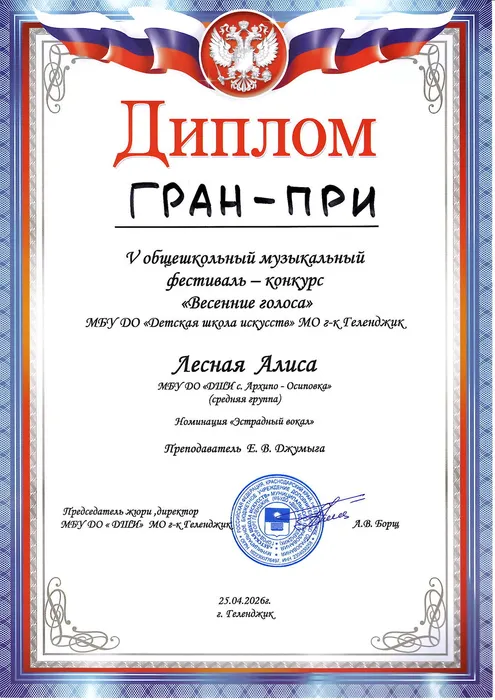 Диплом Гран-при – Лесная Алиса